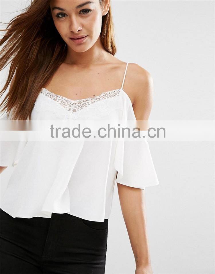 Girls Sexy Korea Top Lace Trim Tops For Women 2016