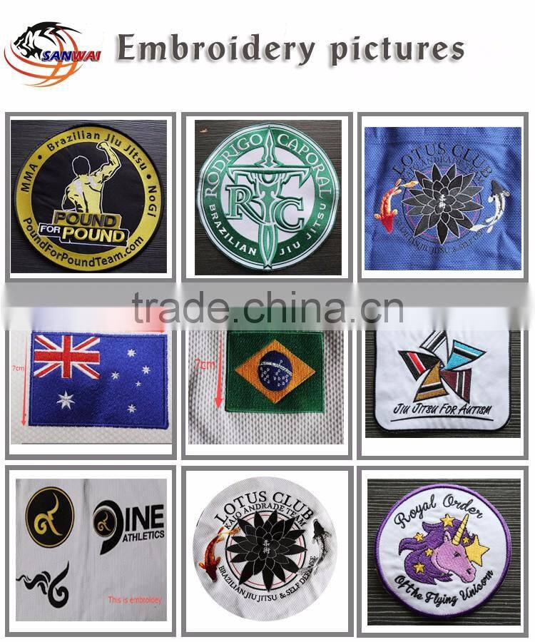 Wholesale new design high quality custom made pearl weave fabric patches bjj gi white brazilian kimono jiu jitsu