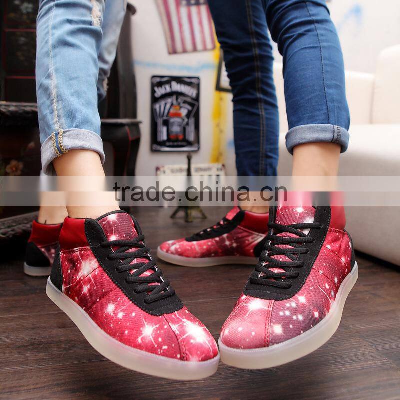 HFR-JS08 2015 super fashion latest LED glittering canvas shoe