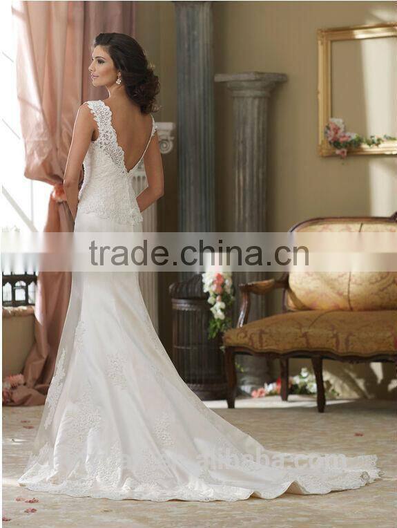 white lace mermaid off shoulder high neck sexy low back wedding dress