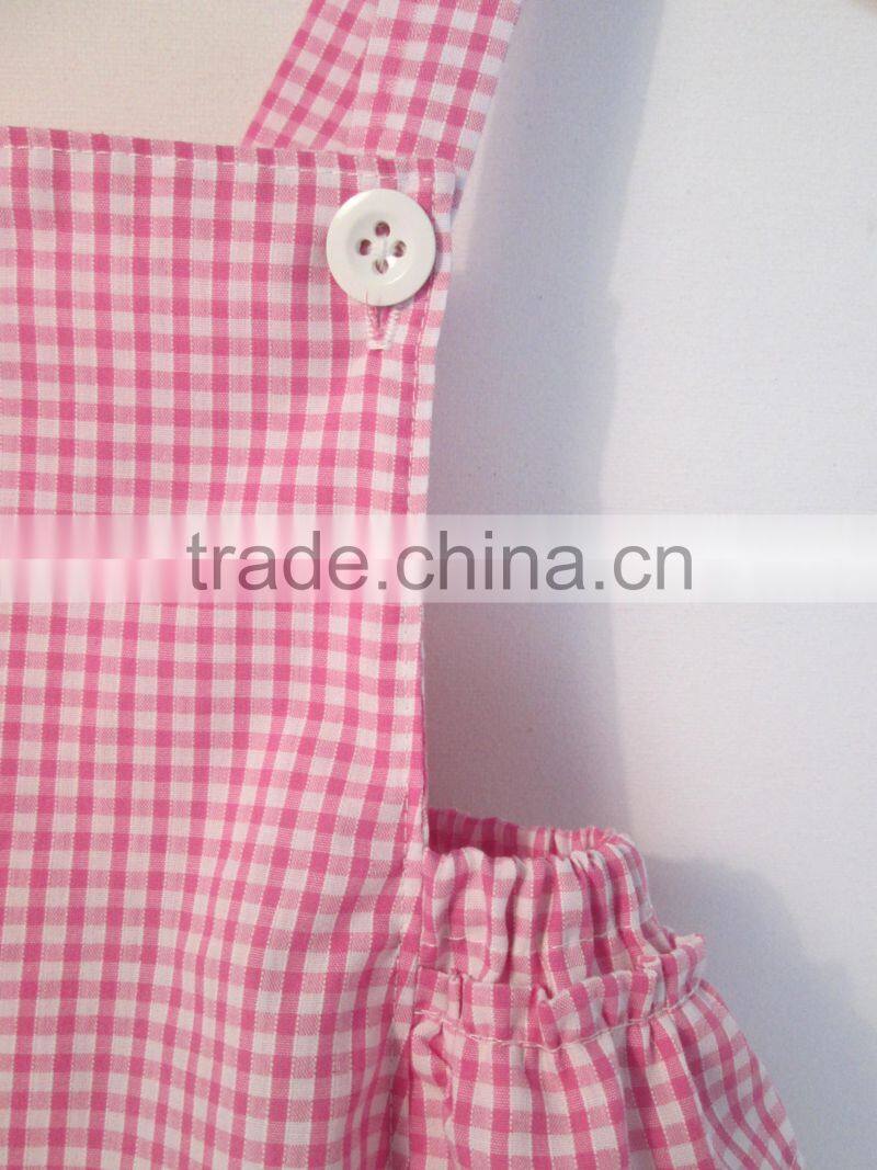 2017 New Fashion Small Gingham Girl Baby Ruffle Romper