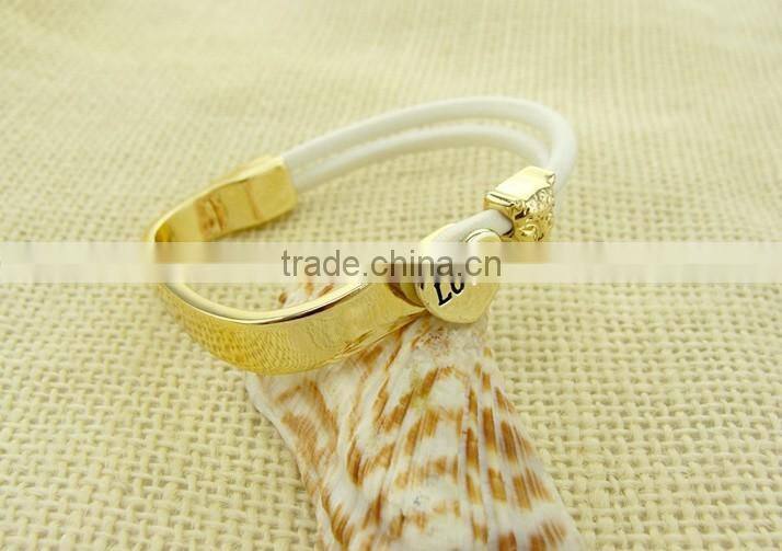 New design hot high grade jewelry letters leather bracelet for women
