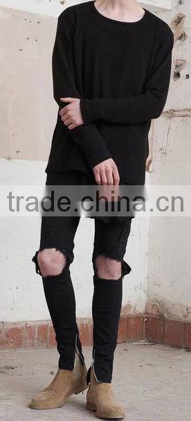 New model men's distressed urban star biker denim jeans pants men slimming skinny used motocycle jeans