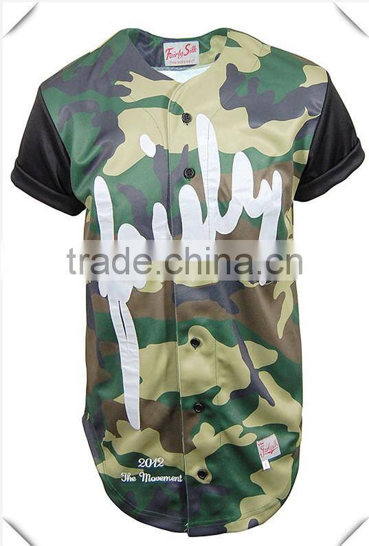 2015 new arrival custom sublimated camo baseball jersey fashion design wholesale for men and women