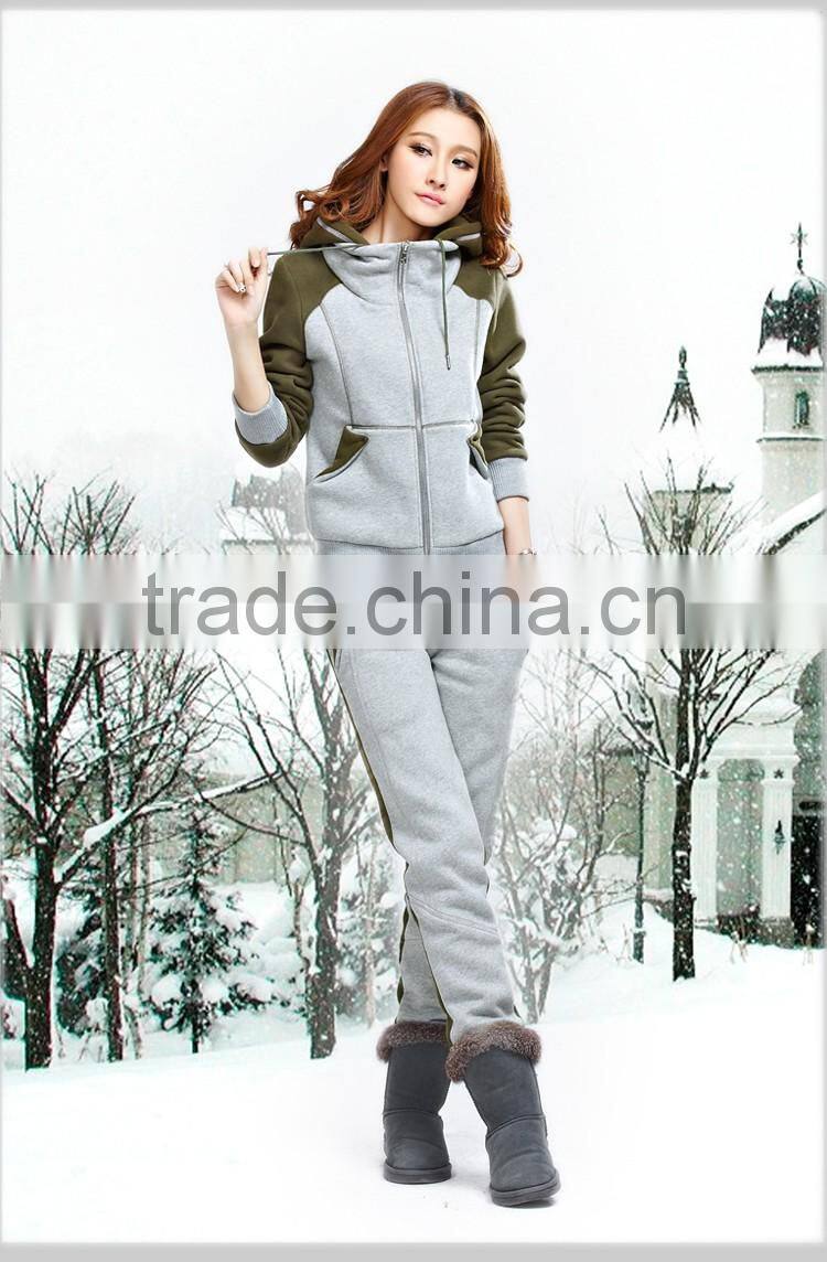 2017 Casual Fleece Top Design Tracksuit Wholesale Heavyweight Women Winter Tracksuit