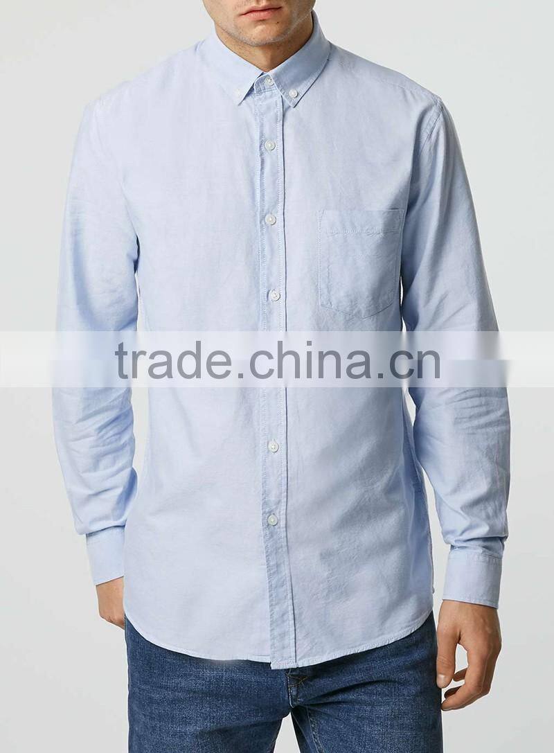 2016 latest Blue Oxford Long Sleeve Casual Shirt