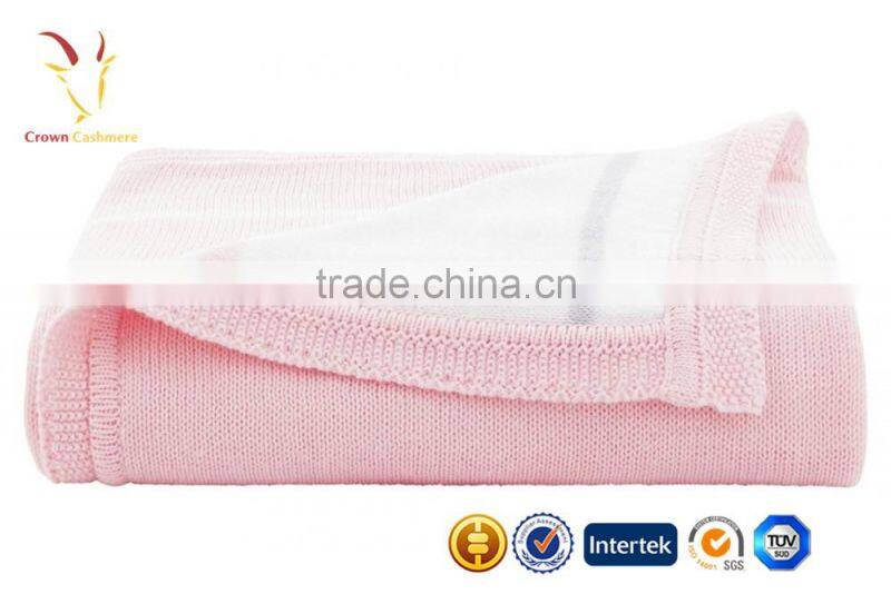 knitted 100% pure cashmere Bright Color blanket for baby