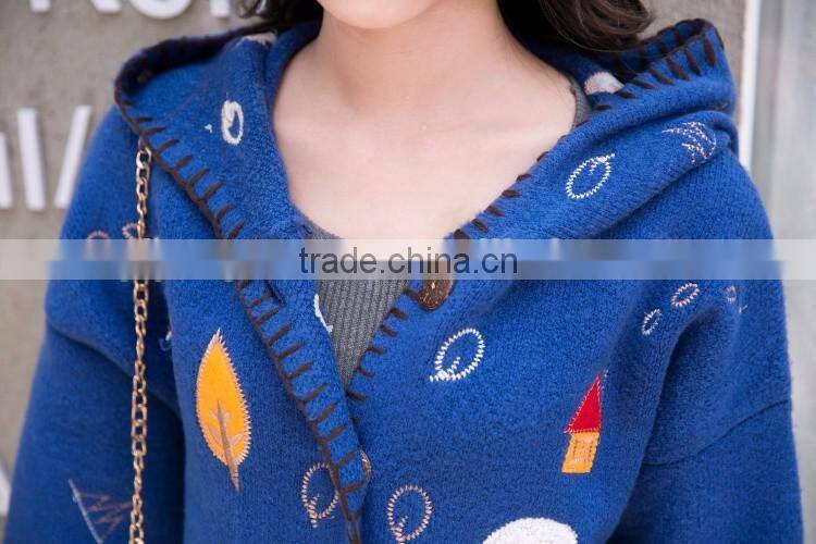 2017 ugly christmas sweater loose Plus Size Embroidery Big hat cardigan sweater