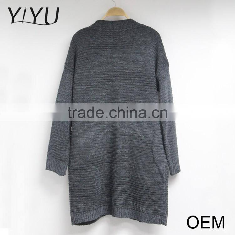 Cheap European style women grey long sleeve open collar cardigan sweater