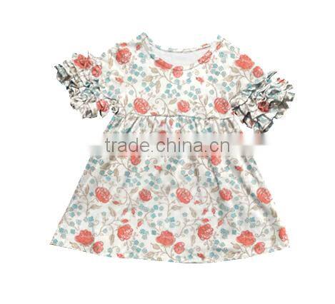 2017 Summer new design ruffle dress baby girl dress with flutter sleeve whosale girls spring /summer dress