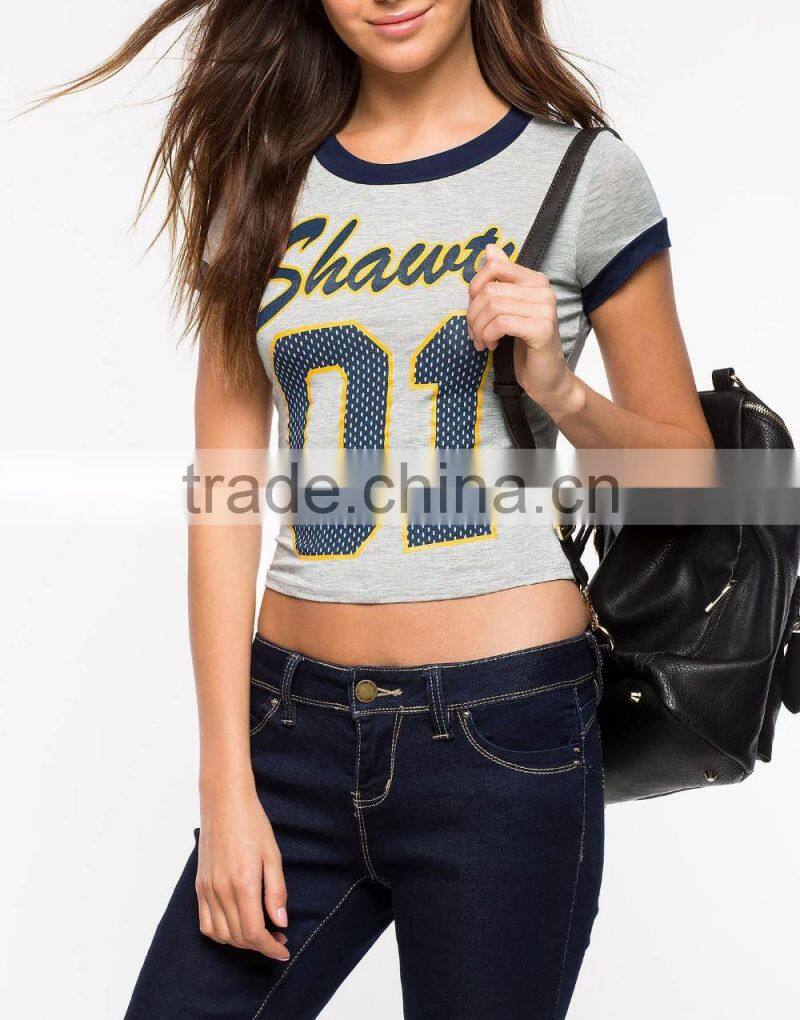 Fashion Women Summer Short Sleeve Tank Crop Tops Casual Vest Shirt Blouse For Wholesale 2017