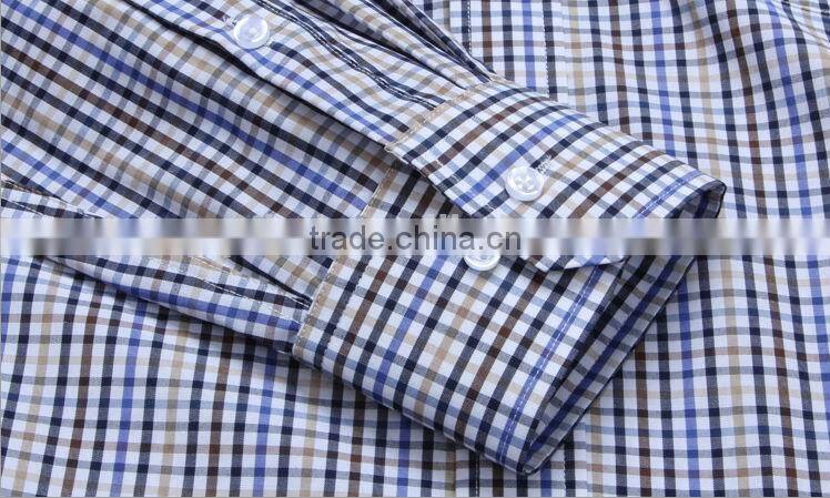 Wholesale customs cotton plaids long sleeve deep color men shirts with cheap price