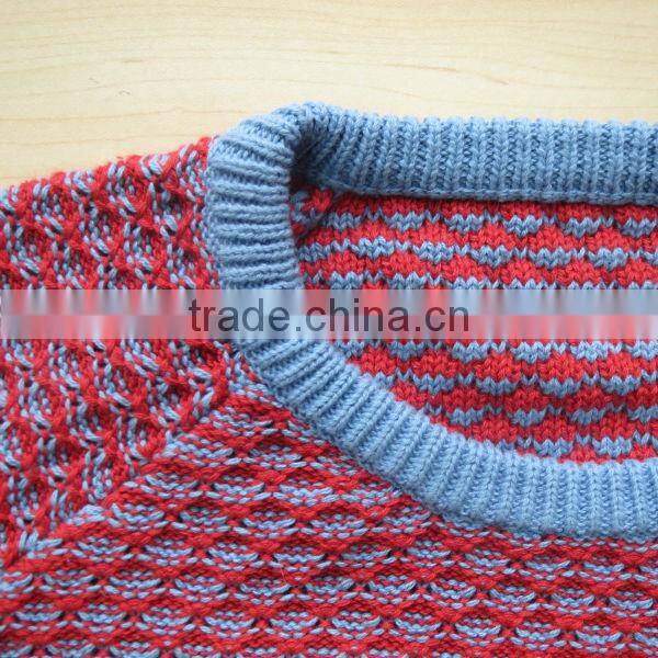 New season 2014 purple body with blue neck ribs pullover casual men knitted sweater men