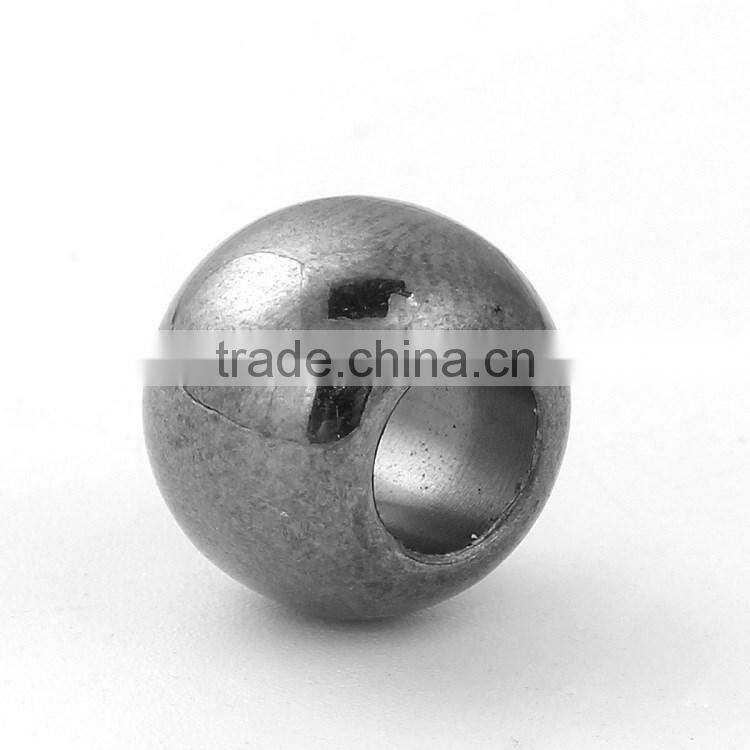 CCB Plastic Round Gunmetal European Style Large Hole Charm Beads
