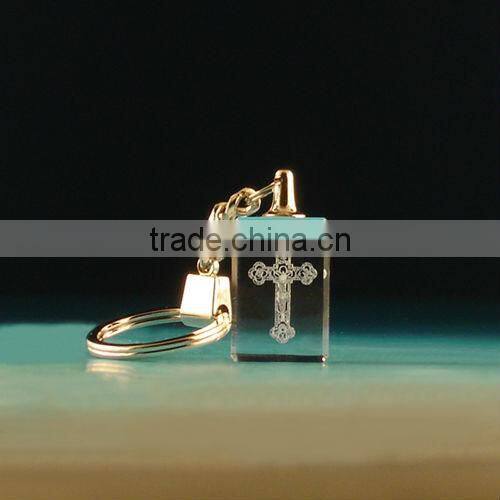 Loves 3d laser Crystal Keychain with dad and mum gift