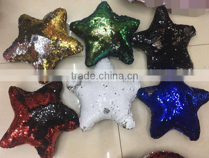 Newest Hot Selling Home Decorative Star Shaped Two-color Toned Reversible Sequin Pillows