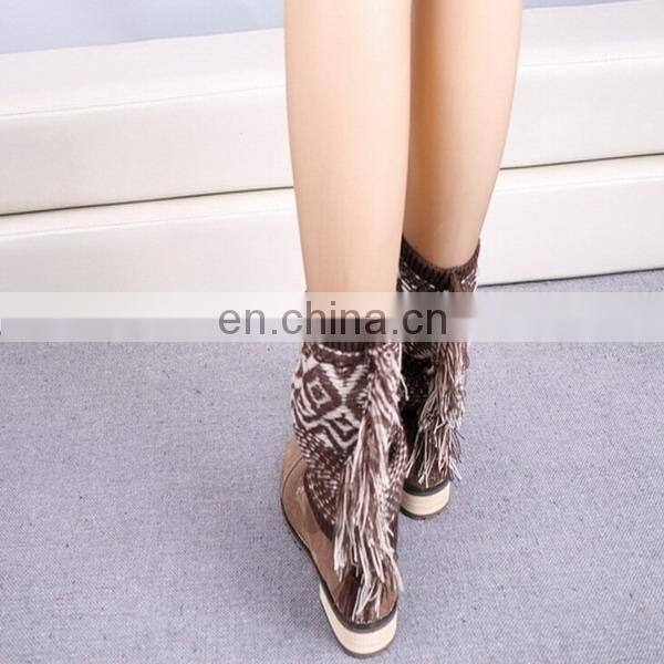 Trendy knitted tassel boot socks printed stripe boot cuff