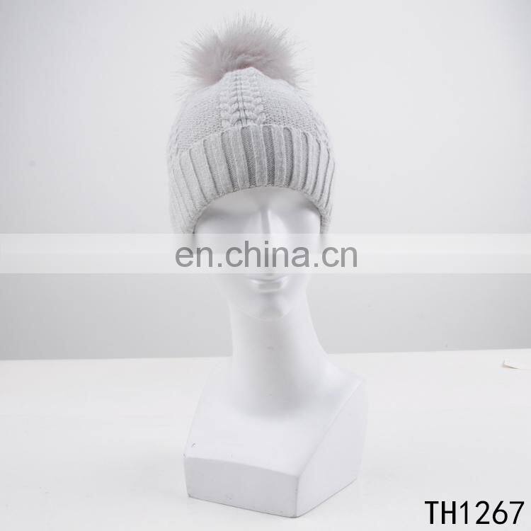 TOROS classic women knit hat 20 rabbit fur 80 acrylic hat with pompom beanie hat for women