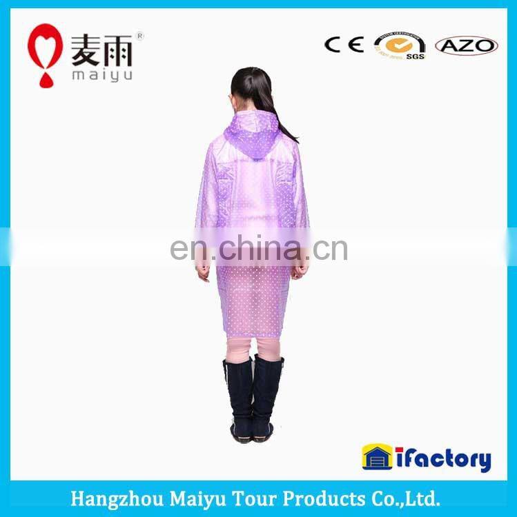 Custom Design Colorful Polyster Children Raincoat