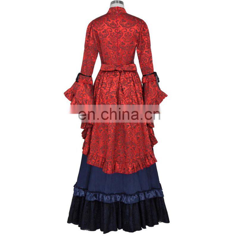 Belle Poque Retro Vintage Steampunk Victorian Edwardian Downton Abbey Long Maxi Dress BP000365-1