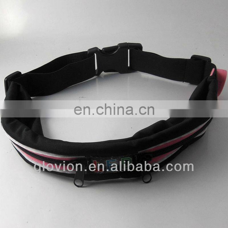 Newest Flashing led waistband led light zipper waistband glowing sports waistband