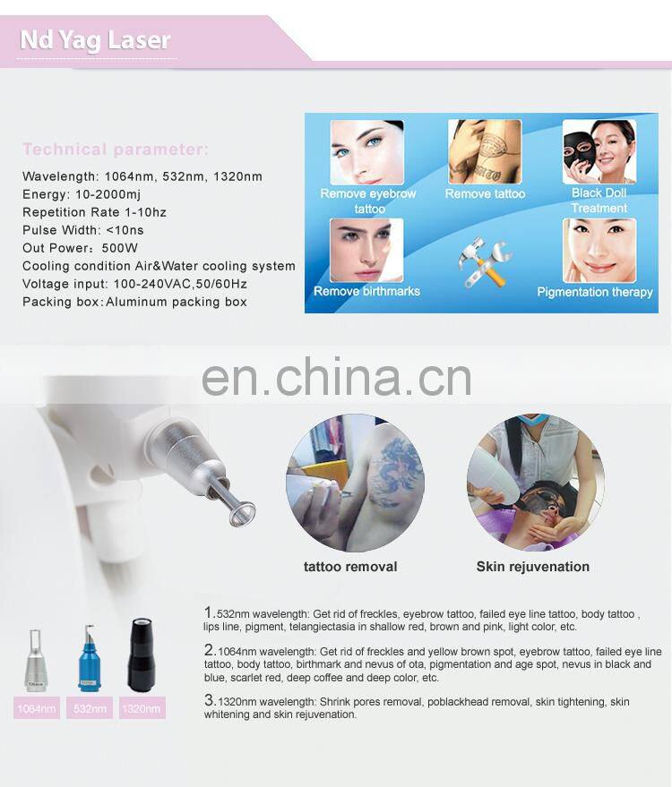 Hot Sale Item Q-switched ND YAG Laser Tattoo Removal Carbon Peeling Black Doll Laser Machine