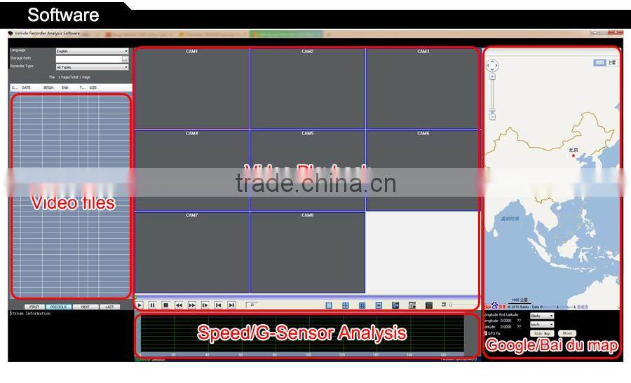 2016 hotsale mobile digital video recorder 4ch hard disk automotive recorder cycle recording vehicle 720p blackbox dvr