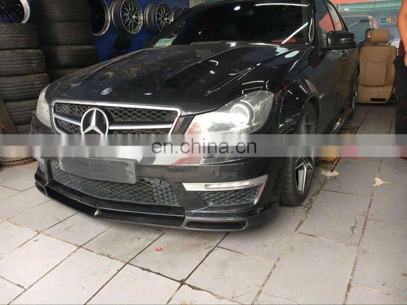 Carbon Fiber W204 Car Front Bumper Lip Spoiler for Mercedes Benz C63 AMG Black Series 12-15