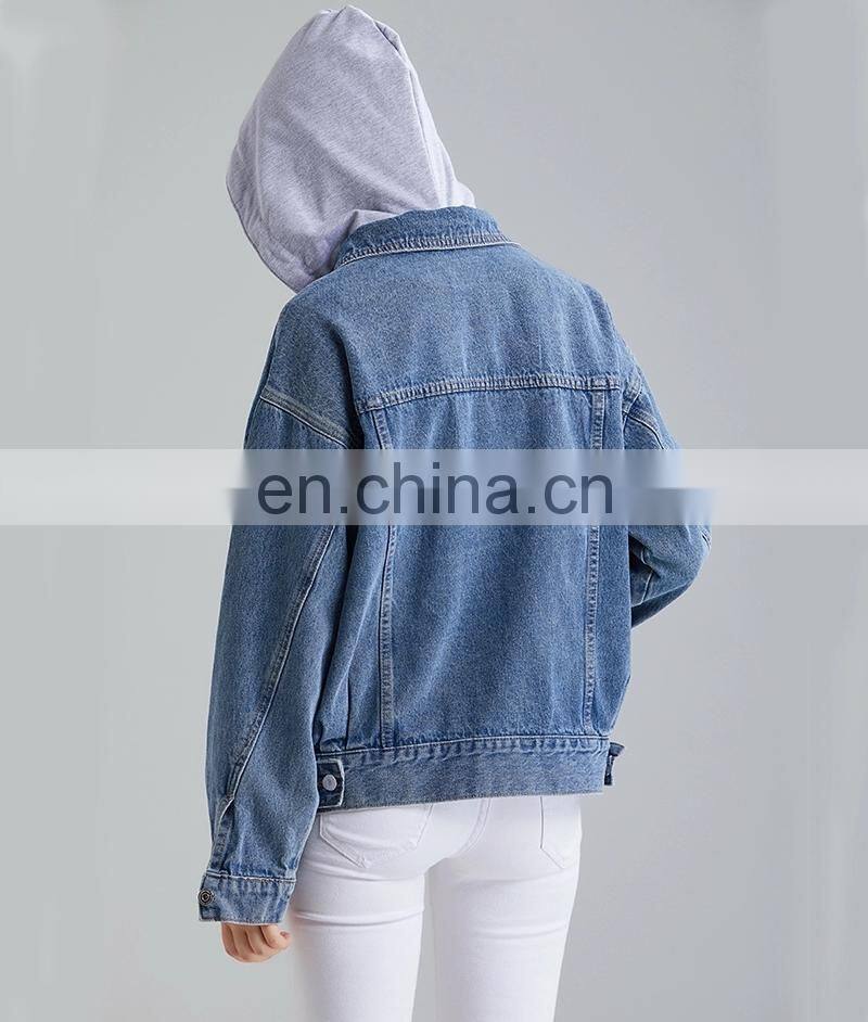 Factory Stock lot women denim jacket good quality jean jackets hooded ladies fashion tops