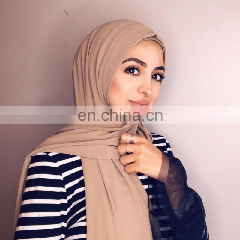 175*75cm Pearl Chiffon Scarf Pure Color Long Scarf Hijab Pure Color Shawl Malay Turban