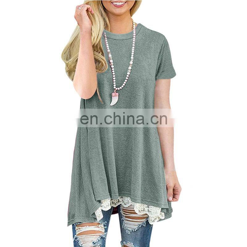 Factory Outlet 2021 Christmas Plus Size Women's Top Stitching New European and American Lace Long Sleeve Fat MM Casual Wear