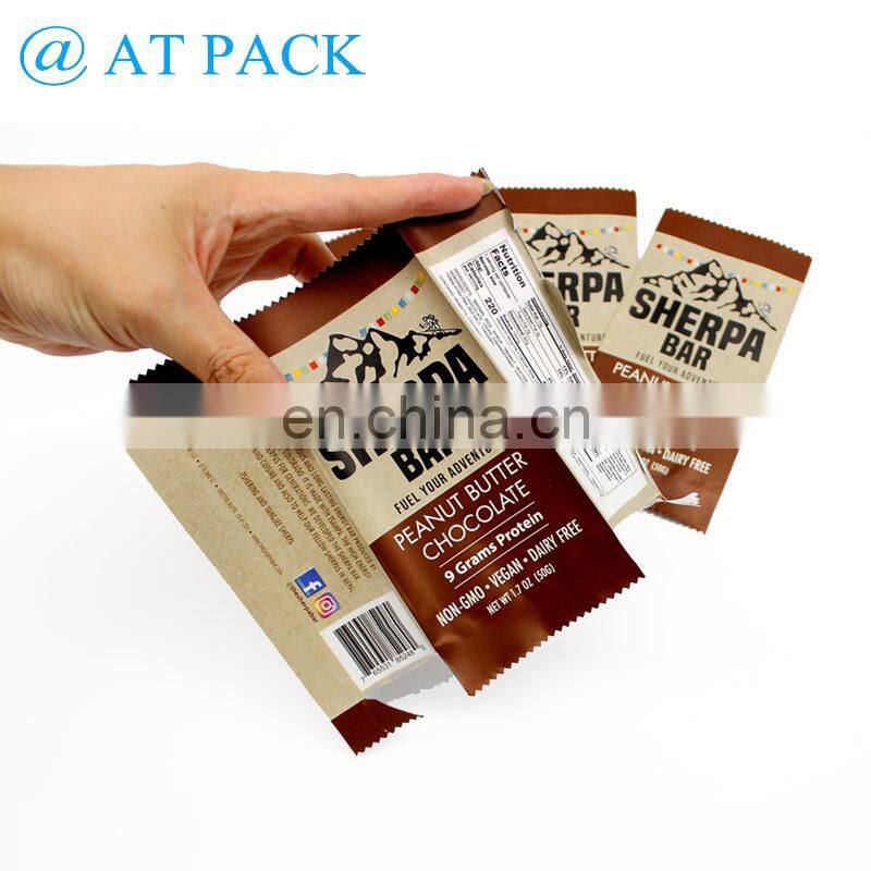 Heat Sealing Laminated Material Matte Heat Seal Energy Bar Packaging Bag Chocolate Granola Bars Wrappers