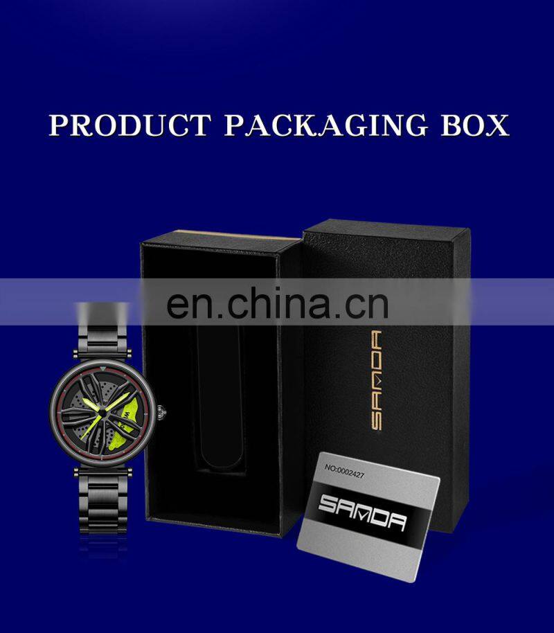 SANDA P1074 Men Quartz Watches Analog Rotating Wheel Waterproof Luxury Brand Men Wrist Watches