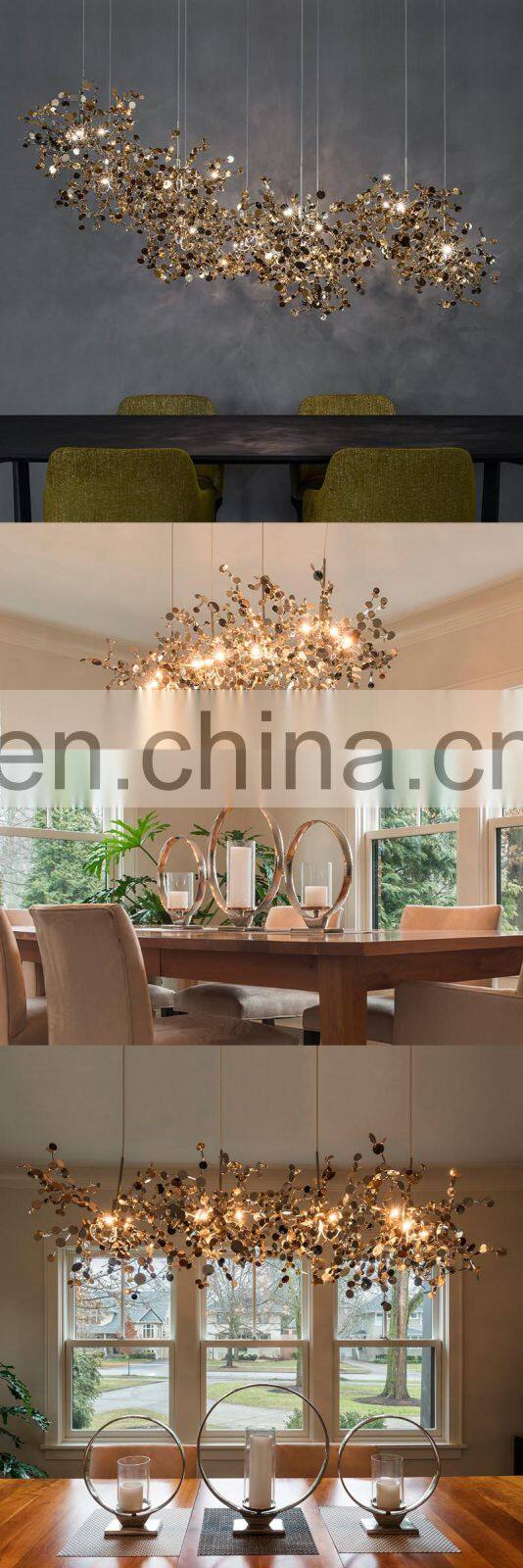 Indoor Dandelion Crystal Pendant Lights Luxury LED Gold Chandeliers Hanging Lamps