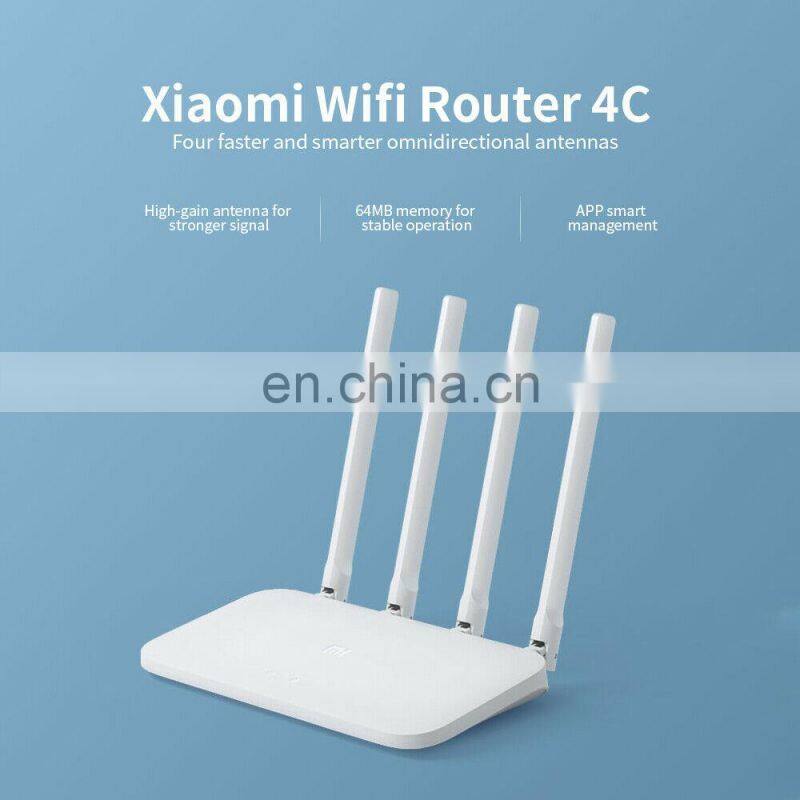 Original Mi WIFI Router 4C 64 RAM 300Mbps 2.4G 802.11 b/g/n 4 Antennas Band Wireless Routers WiFi Repeater APP Control