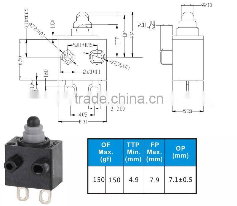 ZING EAR subminiature waterproof IP67 mini t85 micro switch electrical rating 12v 0.1A