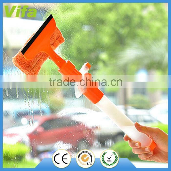 two-sides plastic window cleaning with water spray
