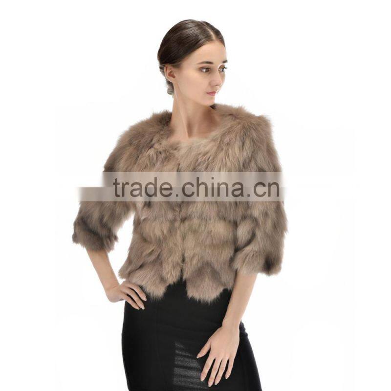 Hot Sell Short style Lady Winter charming Clothing Natural Fox Foot Fur Coat