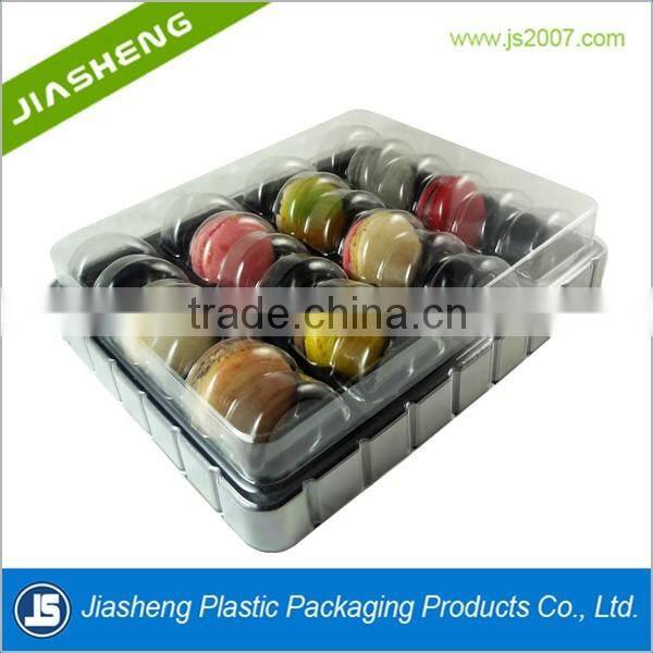 2016 new style hot selling Food grade 24 pcs blister macarons packaging box,cake clamshell,plastic macaron tray