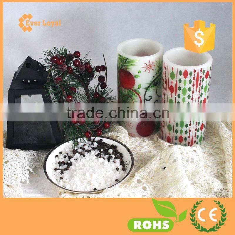Custom Pattern Print Flameless Energy Saving LED Candle With A Soft Pale Yellow Flame