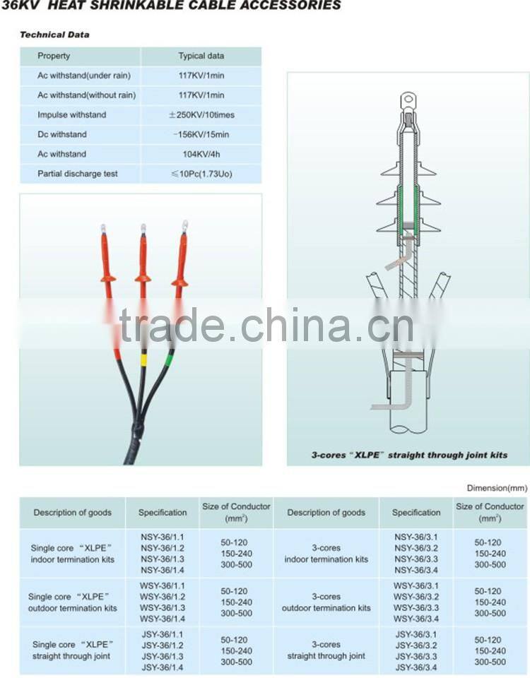 Zhuojiya Yueqing High Quality Cable Accessories Heat Shrinkable Cable Termination Kit
