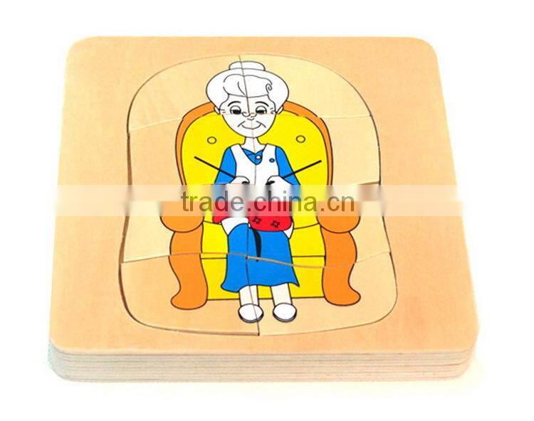New Style Grandma & Grandpa 5 Layer Puzzle OEM Educational Wooden Kids Toys Puzzles MDD-1102