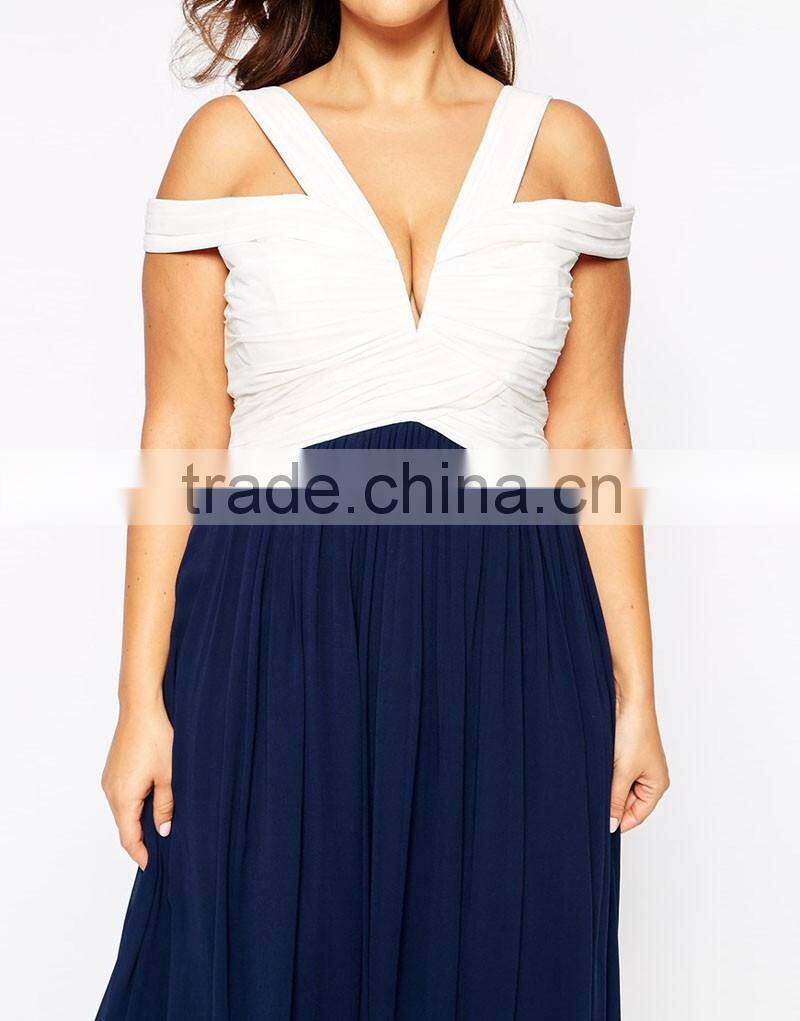 Plus lady pleated gown designs dress summer apparel suppliers