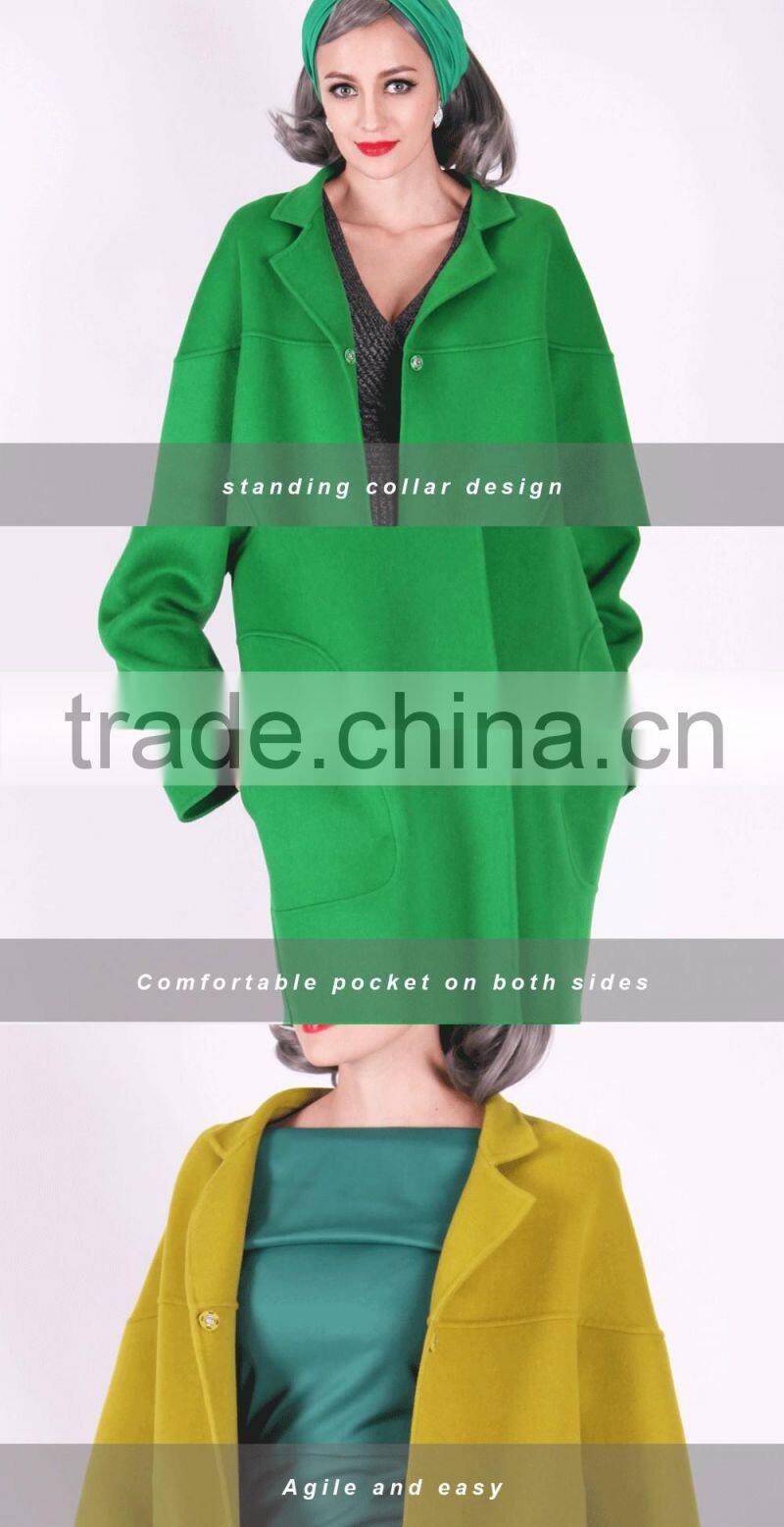 2016 New Design Spring Women Short Slim Fit Wool Coat