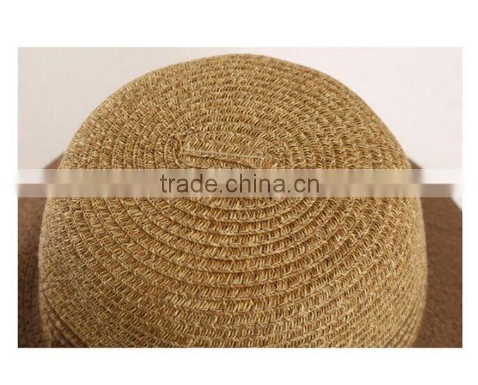QXSH0010 Summer paper straw hat New design butterfly knot beach hat with ribbon