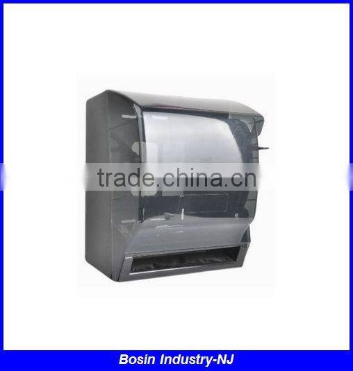 transparent plastic wall mounted airport toilet auto cut paper towel dispenser