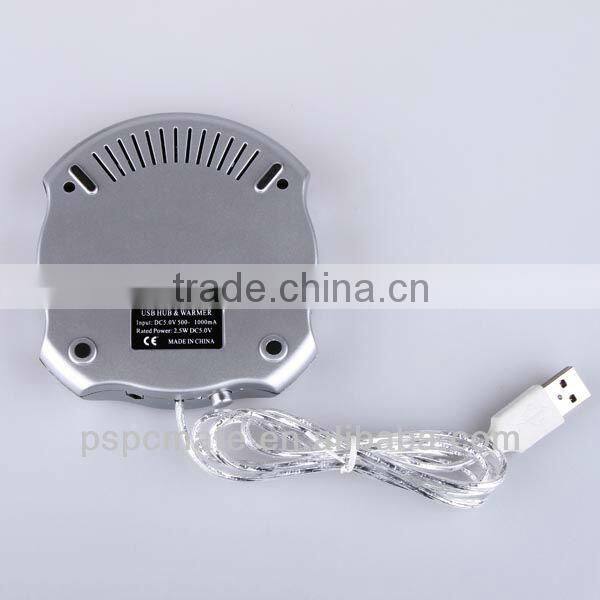 Silver 4 port 2.0 usb hub Cup warmer pad for desk electronic items