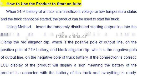 Repower multi-function portable 24 volt auto jump starter power bank