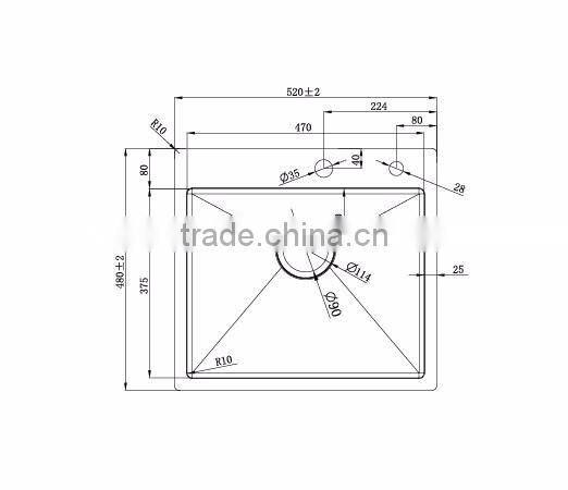 Promotional fashion furniture 4mm single bowl brushed surface treatment stainless steel kitchen sink