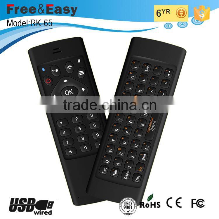 6 gyroscope remote controller wireless air mouse with QWERTY keyboard